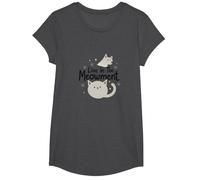 Live In The Meowment: Dulce Cat Lovers Juego de Palabras Camiseta, Niñas, Jaspeado Oscuro, Pequeña