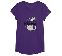 Live In The Meowment: Dulce Cat Lovers Juego de Palabras Camiseta, Niñas, Morado, Pequeña