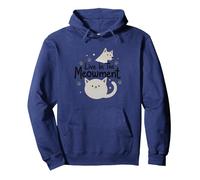 Live In The Meowment: Dulce Cat Lovers Juego de Palabras Sudadera con Capucha, Unisex para Adultos, Azul Marino, M