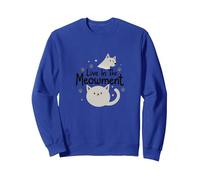 Live In The Meowment: Dulce Cat Lovers Juego de Palabras Sudadera, Unisex para Adultos, Azul Real, S