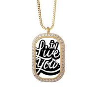 Live In You - Collar con colgante de cristal dorado con cita a mano