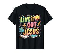 Live it Out Bible School VBS 2025 Campamento de jóvenes cristianos Camiseta