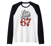 Live Laugh 67 Corazones De San Valentín Clásico Estética Meme Camiseta Manga Raglan