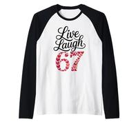Live Laugh 67 Cute Valentine Hearts Estética Meme Camiseta Manga Raglan