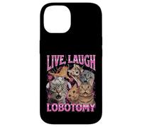 Live Laugh Lobotomy Funny Unhinged Cat Meme Bootleg Gráfico Carcasa para iPhone 14