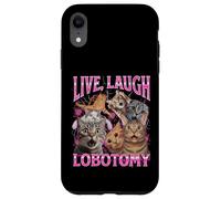 Live Laugh Lobotomy Funny Unhinged Cat Meme Bootleg Gráfico Carcasa para iPhone XR