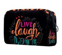 Live Laugh Love - Bolsa de cosméticos para mujer, neceser de viaje, bolsa organizadora de maquillaje grande con cremallera, multicolor, 18.5x7.5x13cm/7.3x3x5.1in, Neceser