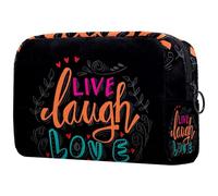 Live Laugh Love - Bolsa de cosméticos para mujer, neceser de viaje, bolsa organizadora de maquillaje grande con cremallera, multicolor, 18.5x7.5x13cm/7.3x3x5.1in, Neceser