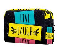 Live Laugh Love - Bolsa de cosméticos para mujer, neceser de viaje, bolsa organizadora de maquillaje grande con cremallera, multicolor, 18.5x7.5x13cm/7.3x3x5.1in, Neceser