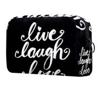 Live Laugh Love - Bolsa de cosméticos para mujer, neceser de viaje, bolsa organizadora de maquillaje grande con cremallera, multicolor, 18.5x7.5x13cm/7.3x3x5.1in, Neceser