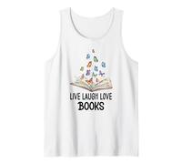 Live Laugh & Love Books Reading Butterfly Book Lover Bookish Camiseta sin Mangas