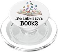 Live Laugh & Love Books Reading Butterfly Book Lover Bookish PopSockets PopGrip para MagSafe