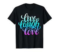 Live Laugh Love tee Shirts, Inspiration Cool Quotes Graphic Camiseta gráfica económica, Hombre, Negro, S