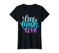Live Laugh Love tee Shirts, Inspiration Cool Quotes Graphic Camiseta gráfica económica, Mujer, Negro, XL