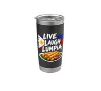 Live Laugh Lumpia Filipino Food Lover Filipinas Bandera Arte Vaso térmico de acero inoxidable de doble pared