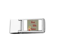 Live Life Love Art Deco - Cartera delgada de acero inoxidable con clip para dinero