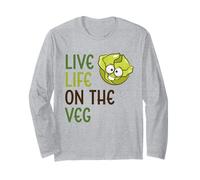 Live Life On The Veg Funny Vegetable Lechuga Estilo de Vida Vegano Manga Larga