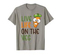 Live Life On The Veg Funny Vegetable Zanahoria Estilo de Vida Vegano Camiseta
