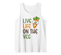 Live Life On The Veg Funny Vegetable Zanahoria Estilo de Vida Vegano Camiseta sin Mangas