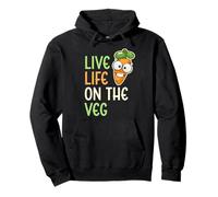 Live Life On The Veg Funny Vegetable Zanahoria Estilo de Vida Vegano Sudadera con Capucha