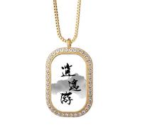 Live Like Yourself In - Collar chino con colgante de diamantes de cristal dorado