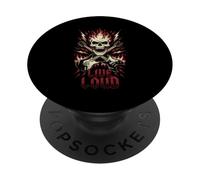 Live Loud Rock and Roll Guitarra Vintage Rock Music PopSockets PopGrip Adhesivo