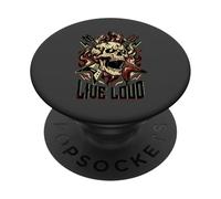 Live Loud Rock and Roll Guitarra Vintage Rock Music PopSockets PopGrip Adhesivo