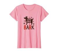 Live Love Bark: Adorable Amante de los Perros Camiseta, Mujer, Rosado, XS