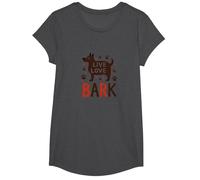 Live Love Bark: Adorable Amante de los Perros Camiseta, Niñas, Jaspeado Oscuro, XS