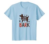 Live Love Bark: Adorable Amante de los Perros Camiseta, Niños, Azul Bebé, 12 años