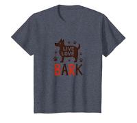 Live Love Bark: Adorable Amante de los Perros Camiseta, Niños, Azul Jaspeado, 12 años