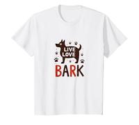 Live Love Bark: Adorable Amante de los Perros Camiseta, Niños, Blanco, 12 años