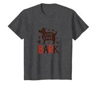 Live Love Bark: Adorable Amante de los Perros Camiseta, Niños, Jaspeado Oscuro, 12 años