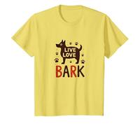 Live Love Bark: Adorable Amante de los Perros Camiseta, Niños, Limón, 12 años