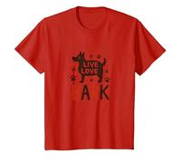 Live Love Bark: Adorable Amante de los Perros Camiseta, Niños, Rojo, 12 años