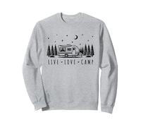 Live Love Camp Retro Camper Van Bosque Noche Estrellas Luna Sudadera