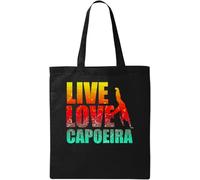 Live Love Capoeira - Bolsa de algodón ecológico natural, color negro, Black, Talla única