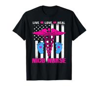 Live Love Heal NICU Nurse American Flag Nursing Nurses Camiseta