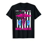 Live Love Heal NICU Nurse American Flag Nursing Nurses Camiseta gráfica económica