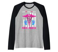 Live Love Heal NICU Nurse American Flag Nursing Nurses Camiseta Manga Raglan