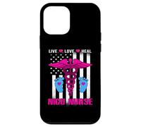 Live Love Heal NICU Nurse American Flag Nursing Nurses Carcasa para iPhone 12 Mini