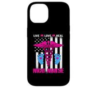 Live Love Heal NICU Nurse American Flag Nursing Nurses Carcasa para iPhone 14