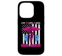 Live Love Heal NICU Nurse American Flag Nursing Nurses Carcasa para iPhone 14 Pro
