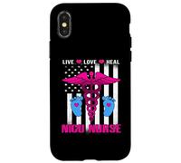 Live Love Heal NICU Nurse American Flag Nursing Nurses Carcasa para iPhone X/XS
