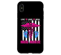 Live Love Heal NICU Nurse American Flag Nursing Nurses Carcasa para iPhone XS MAX