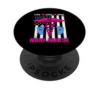Live Love Heal NICU Nurse American Flag Nursing Nurses PopSockets PopGrip Adhesivo