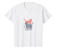 Live Love Purr: Adorable gráfico de Amante de los Gatos Camiseta, Niños, Blanco, 12 años