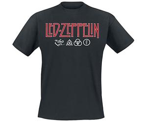 Live Nation Led Zeppelin Logo & Símbolos Hombre Camiseta Negro XL, 100% algodón, Regular