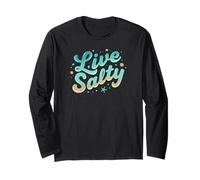 Live Salty Retro Beach Vibes Sea Salt Ocean Lovers Manga Larga