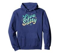Live Salty Retro Beach Vibes Sea Salt Ocean Lovers Sudadera con Capucha